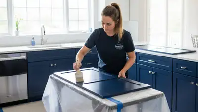 Professional cabinet painting in La Jolla CA kitchen with durable coastal finish and expert refinishing