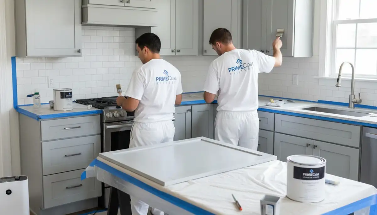 Professional cabinet painting in La Jolla, CA showcasing smooth, durable kitchen refinishing results