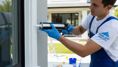 Professional caulking and sealing on coastal home exterior in La Jolla, CA for weatherproof protection