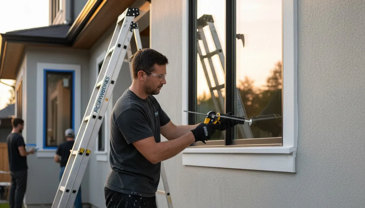 Professional caulking and sealing on La Jolla, CA home exterior for coastal weatherproofing