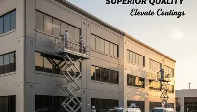 Professional commercial painters working on coastal business exterior in La Jolla, CA