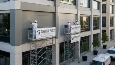 Professional commercial painting team working on coastal building in La Jolla, CA