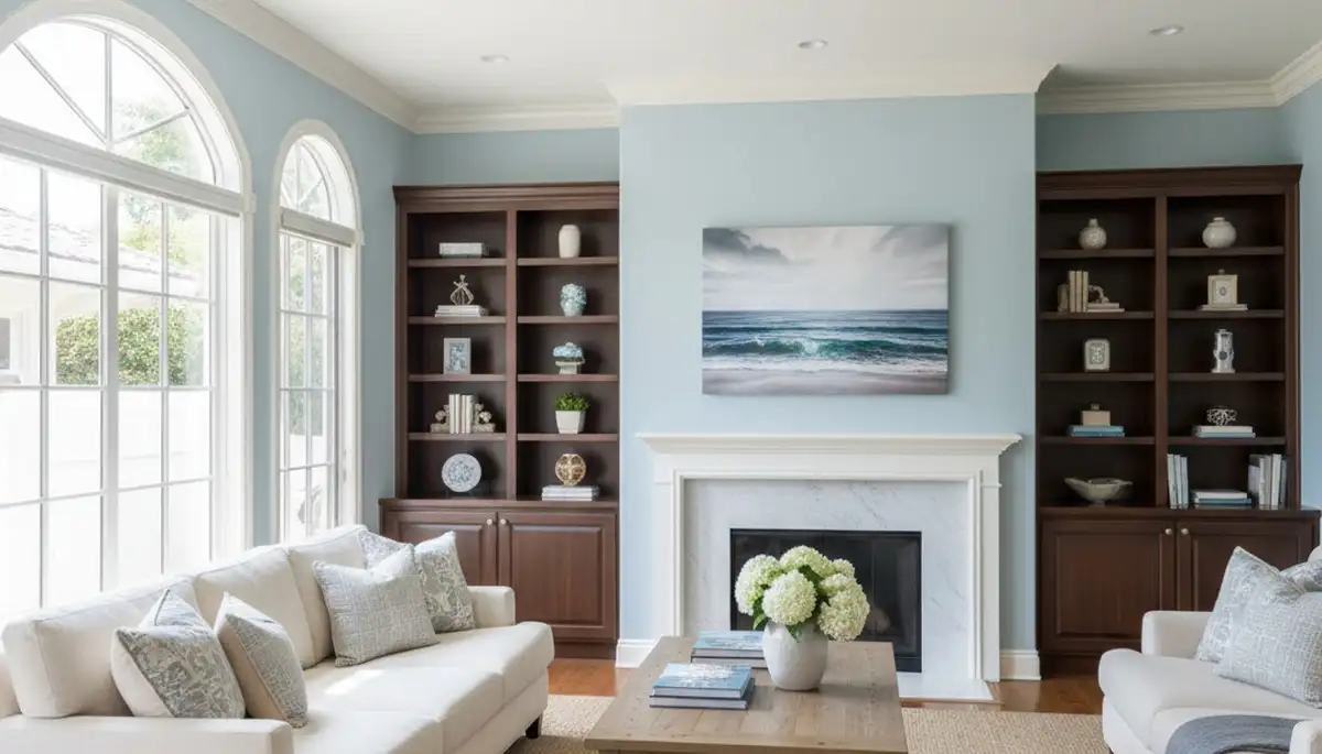 Fresh interior painting in La Jolla, CA showcasing smooth, colorful finishes by professional house painters