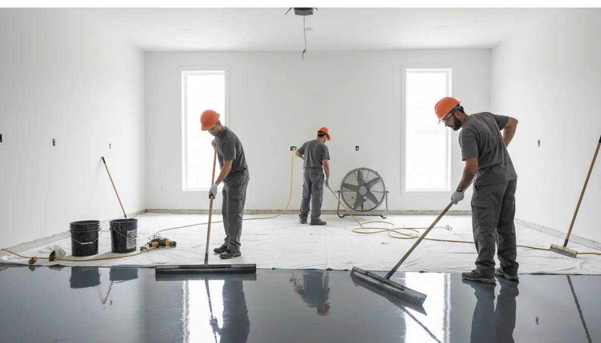 Epoxy garage floor coating in La Jolla CA with glossy, durable finish by local painting experts