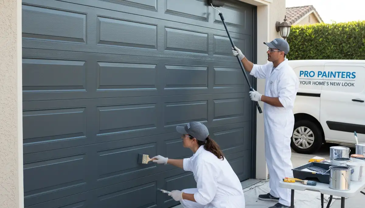 Professional garage door painting in La Jolla, CA enhancing curb appeal with durable coastal finishes