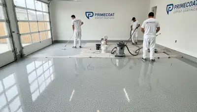 Epoxy garage floor coating in La Jolla, CA by professional house painters for a durable, glossy finish