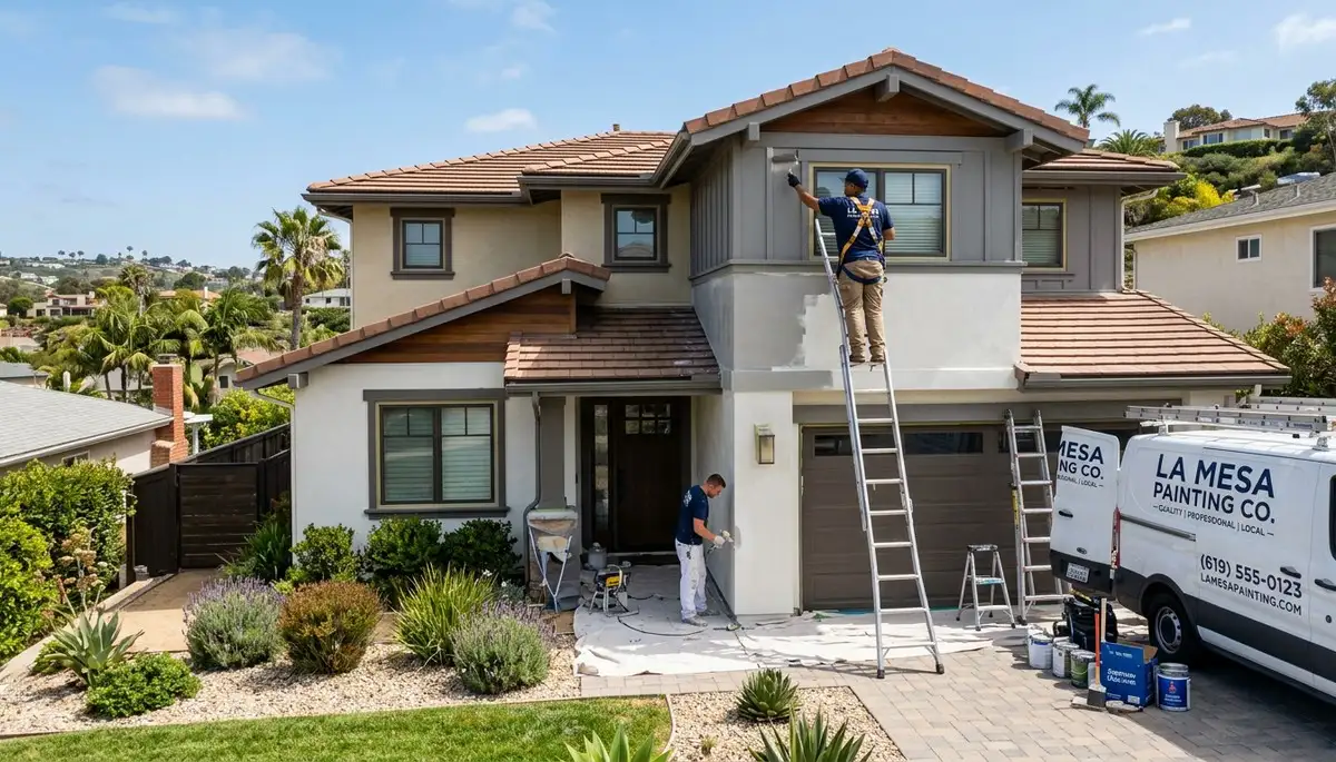 Professional house painters in La Jolla CA improving home exterior with expert painting services