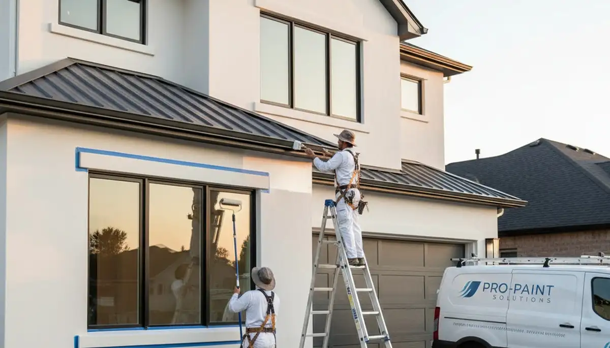 Professional trim and fascia painting on coastal home in La Jolla, CA by expert house painters