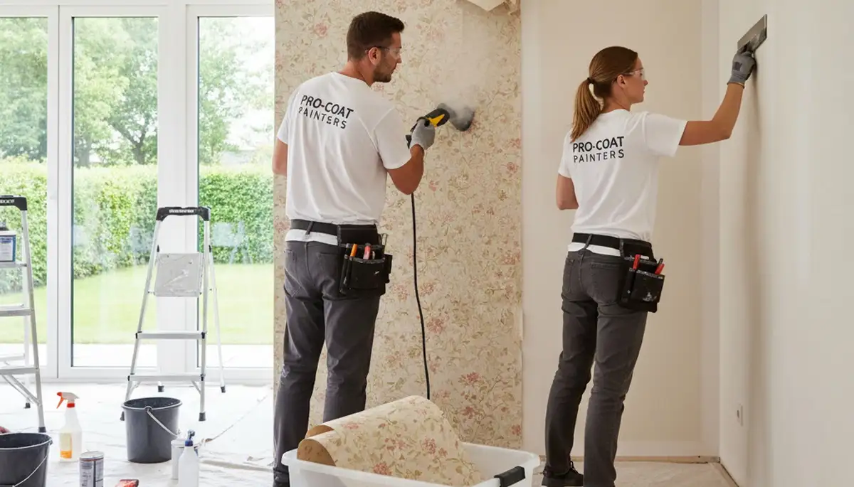 Professional wallpaper removal and wall preparation by house painters in La Jolla, CA