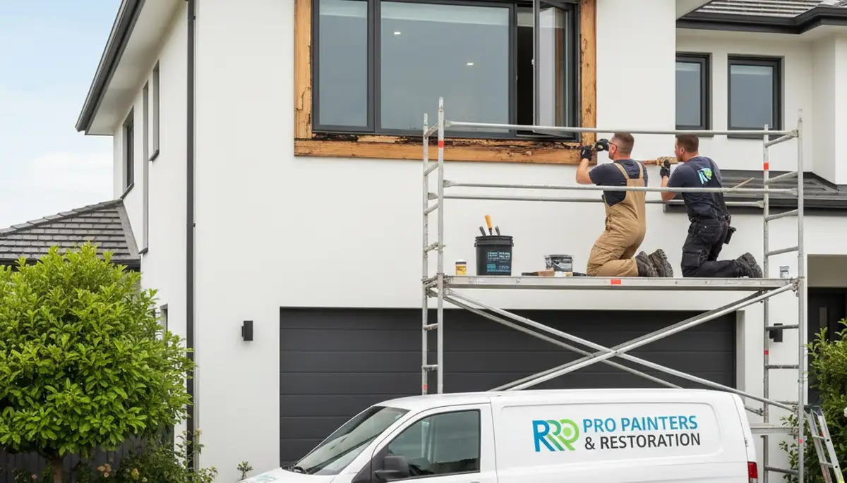 Professional wood rot repair on seaside home exterior in La Jolla, CA by expert painting contractors